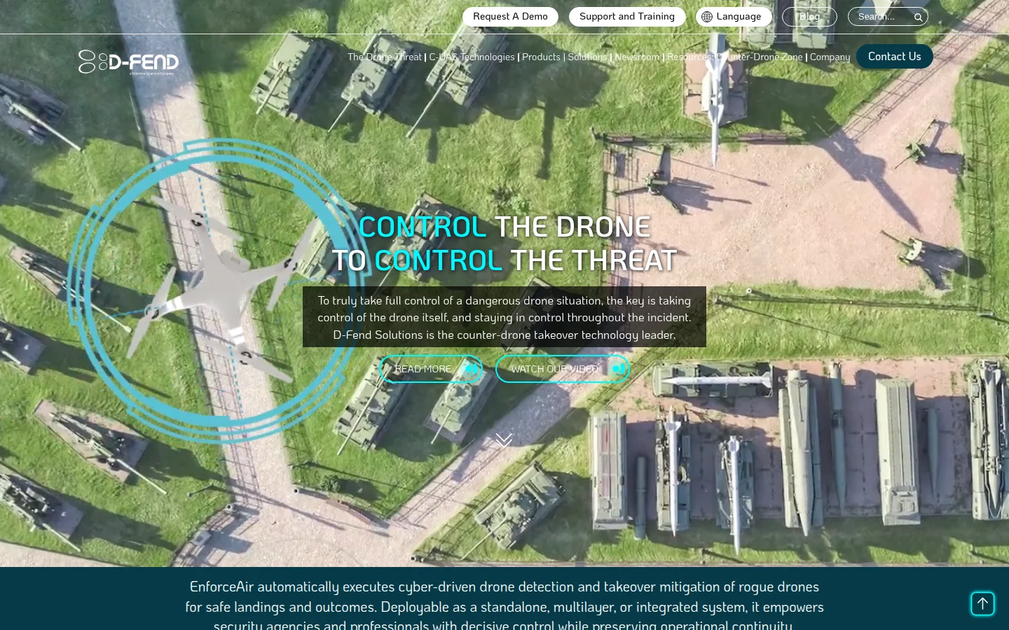 D-Fend Solutions counter-drone technology homepage