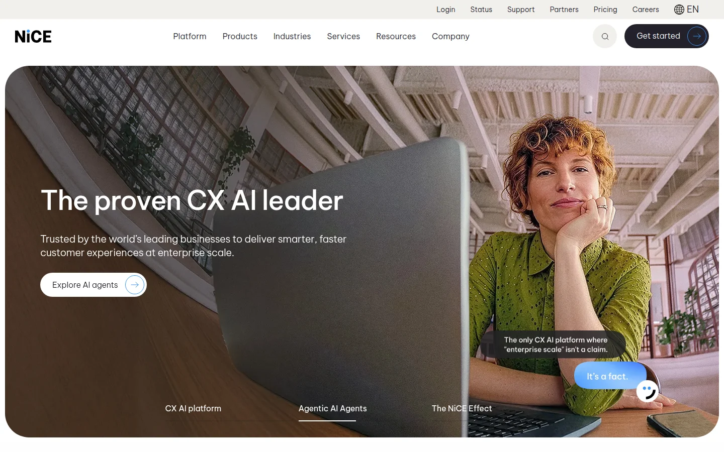 NICE customer experience AI platform homepage